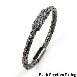 Sterling Silver Cubic Zirconia Rope Design Bangle Bracelet Cubic Zirconia Bracelets