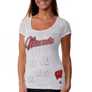 NCAA Women's Wisconsin Badgers Inside The Game Burnout Tee Shirt (White, Small) : Sports Fan T Shirts : Clothing