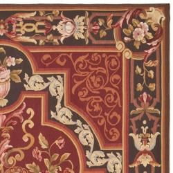 Hand knotted French Aubusson Red Wool Rug (12' x 18') Safavieh Oversized Rugs