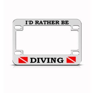 I'd Rather Be Scuba Diving Metal Bike Motorcycle License Plate Frame Holder: Automotive