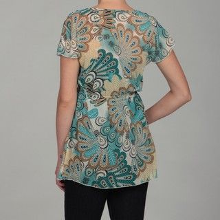 Sienna Rose Women's Short sleeve Embellished V neck Tunic Sienna Rose Short Sleeve Shirts