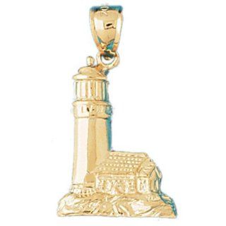 Dazzlers Solid 14 karats Gold Lighthouse Charm Pendant available in three colors from jewelsberry (weights: 2.3 grams only): Pendant Necklaces: Jewelry