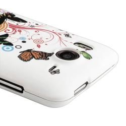 White/ Buttefly Flower Snap on Rubber Coated Case for HTC Desire HD BasAcc Cases & Holders