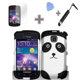 Rubberized Black Silver Panda Bear Snap on Design Case Hard Case Skin Cover Faceplate with Screen Protector, Case Opener and Stylus Pen for Samsung Illusion / Galaxy Proclaim i110 / S720   Verizon/Straight Talk: Cell Phones & Accessories