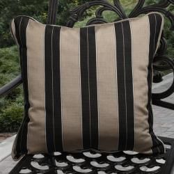 Clara Indoor/ Outdoor Brown/ Black Stripe Throw Pillows made with Sunbrella (Set of 2) Outdoor Cushions & Pillows