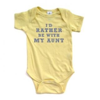 I'd Rather Be With My Aunt   Blue Design   Short Sleeve Baby Bodysuit: Infant And Toddler Bodysuits: Clothing