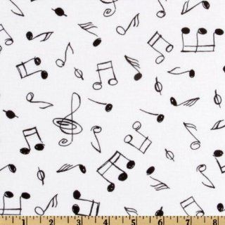 43'' Wide Timeless Treasures Music Note White Fabric By The Yard