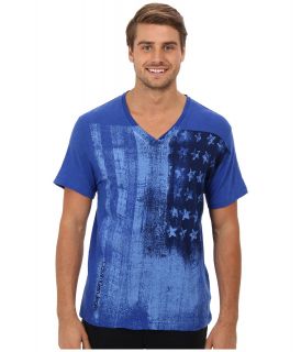 Calvin Klein Jeans AI Vertical Flag Tee Mens Short Sleeve Pullover (Blue)