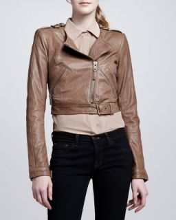Womens Willa Cropped Leather Jacket   Rachel Zoe   Sandlewood (2)