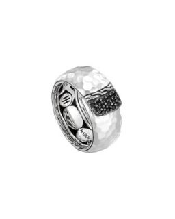 Slim Sterling Silver Overlap Band Ring with Black Sapphires   John Hardy  
