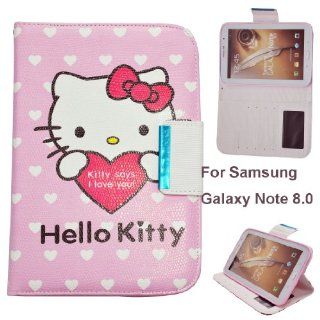 Hello Kitty Cute Leather Smart Case for Samsung Galaxy Samsung Galaxy Note 8.0 Tablet, N5100/N5110, (Samsung Galaxy Note 8.0, Kitty says love u): Computers & Accessories