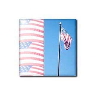 3dRose ct_79783_4 An American Flag on The Page Several Times in Red, White and Blue Ceramic Tile, 12 Inch   Decorative Tiles