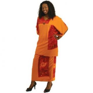 African Money Print Skirt Set   Several Colors Available (Orange): Clothing