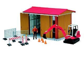 Bruder Bworld Construction Shed with Excavator, Man, and Acc: Toys & Games