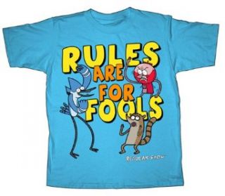Regular Show Mordecai and Rigby Rules Are For Fools Cartoon Youth T Shirt Tee Select Shirt Size: Youth X Large: Clothing