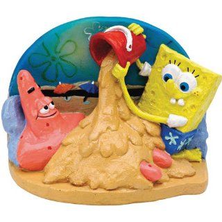 SpongeBob SquarePants 3" SpongeBob & Patrick In The Sand Aquarium Ornament : Aquarium Decor Ornaments : Pet Supplies
