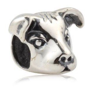 Pro Jewelry .925 Sterling Silver "Pitbull" Charm Bead for Snake Chain Charm Bracelets: Jewelry