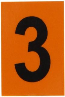 Brady 5910 3 Bradylite 1 1/2" Height, 1" Width, B 997 Sheeting, Black On Orange Color Reflective Number, Legend "3" (Pack Of 25): Industrial Warning Signs: Industrial & Scientific