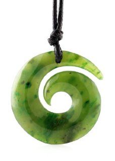 NZ Maori Jade Koru Spiral New Life Necklace: Pendant Necklaces: Jewelry