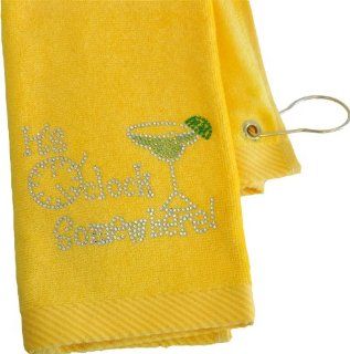 Navika Crystal Embellished Margarita "It's 5 O'clock Somewhere" Yellow Golf Towel : Sports & Outdoors