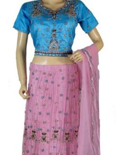 Stylish Evening Wear Lehnga Special Event Indian Dress Trendy Choli Skirt M: World Apparel: Clothing