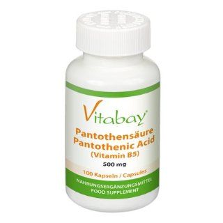 Pantothensure (Vitamin B5) Magensaftresistent   500 mg   100 Kapseln: Drogerie & Körperpflege