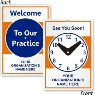 See You Soon! (with Clock Graphic)   Your, Laminated Plastic Be Back Clock Sign, 10" x 7" : Safety And Security Signs : Office Products