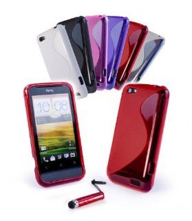 E volve Gel "Wave" Smartphone Hlle fr HTC One V (inkl. Stylus und Displayschutz)   Rot: Elektronik