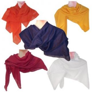 Halstuch 5er Pack 100x100cm SetB 5Farben dunkelblau weiss gelb pink orange Baumwolle uni Tuch Accessoire: Bekleidung