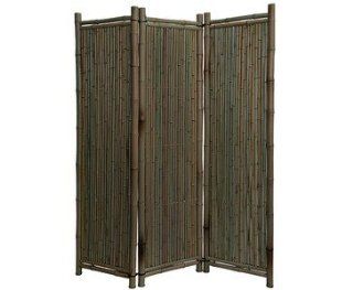Raumteiler aus schwarzen Bambus, 120 x 180cm 3teilig   Raumtrenner Paravent mobiler Sichtschutz: Garten