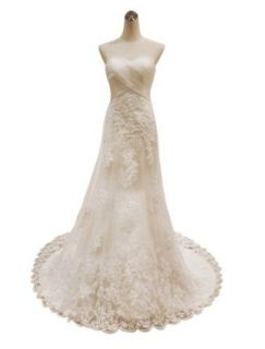 Wedding House BRAUTKLEID HOCHZEITSKLEID Schnren Elfenbein/Wei Schatz A linie Hochzeitskleid mit Sicken Detail MS130093: Bekleidung