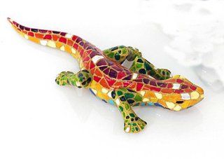 Eidechse Gecko L 10 cm Polystone Mosaikdesign Tierfigur Dekotier: Küche & Haushalt