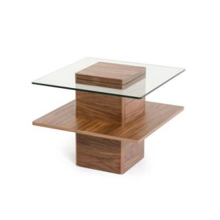 Modrest Clarion Modern Walnut and Glass End Table   17467351