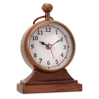 IMAX Beth Kushnick Table Clock with Wooden Base   Desktop Clocks