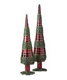 K&K Interiors 14 in. Glass Cone Tree Table Piece