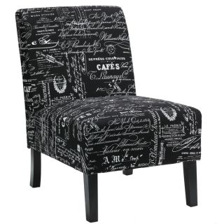 Cortesi Home Chicco Black Script Fabric Armless Accent Chair