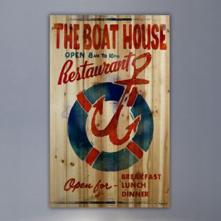 Marmont Hill The Boathouse Restaurant Graphicl Art on Wood Planks in