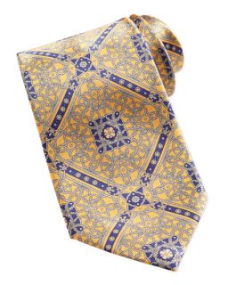 Stefano Ricci Floral Medallion Pattern Silk Tie, Gold
