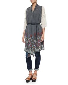 Johnny Was Collection Tisha Embroidered Knit Vest, Plus Size