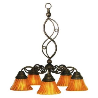 Cambridge 5 Light Bronze 23 in. Chandelier with Tiger Glass