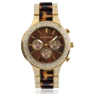Journee Collection Rhinestone Link Band Round Face Watch