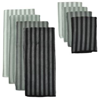 Grey Stripe Microfiber Towel and Cloth Set   17073993  
