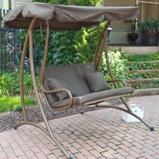 Coral Coast Long Bay 2 Person Canopy Swing   Chocolate   Porch Swings