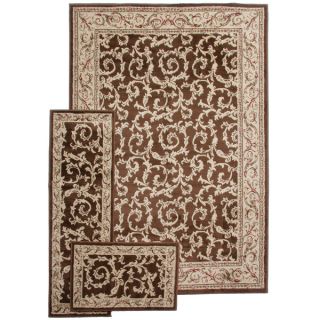French ScrollsTransitional Brown 3 piece Rug Set   Shopping