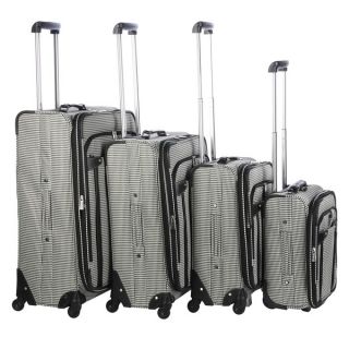 London Fog Black/White Check Newberry Lites 4 piece Luggage Set