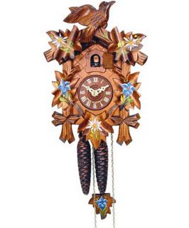 9 In. 5 Leaf with Blue Flowers and Edelweiss Cuckoo Clock   Cuckoo Clocks