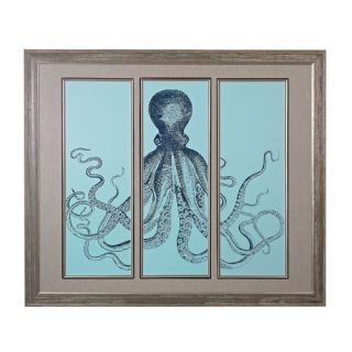 Octopus Tryptich Framed Graphic Art Set