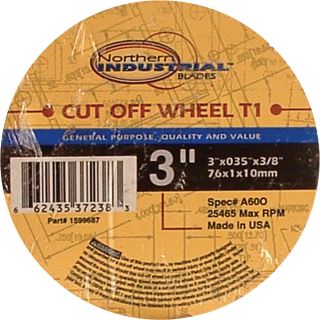 Northern Industrial Cutoff Wheels — 3in.dia., Model# 66243537238-3