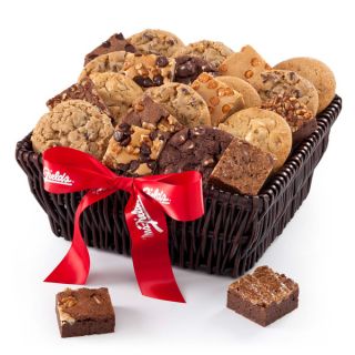 Mrs. Fields Fresh Baked 12 Cookies and Brownies Galore Basket with Bow