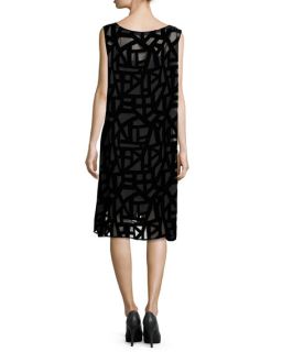 Eileen Fisher Sleeveless Deco Velvet Burnout Knee Length Dress